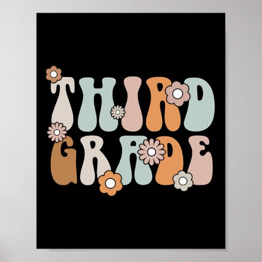 Poster Enseignant de 3e année Boho Flower Retour à l'écol (Devant)