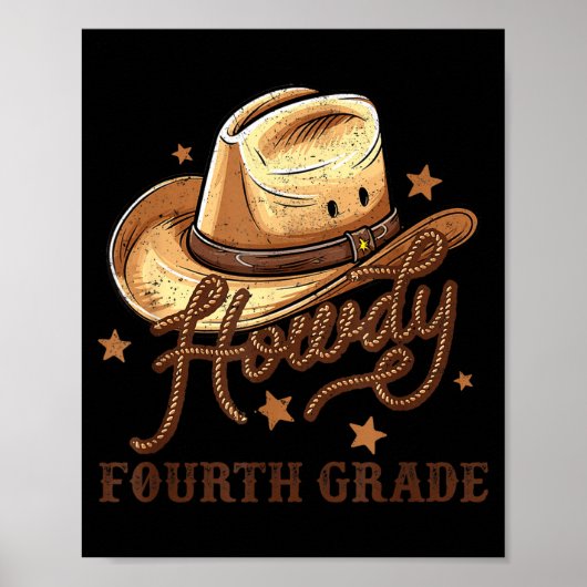 Poster Enseignant de 4e année Rodéo Country Western Howdy (Devant)