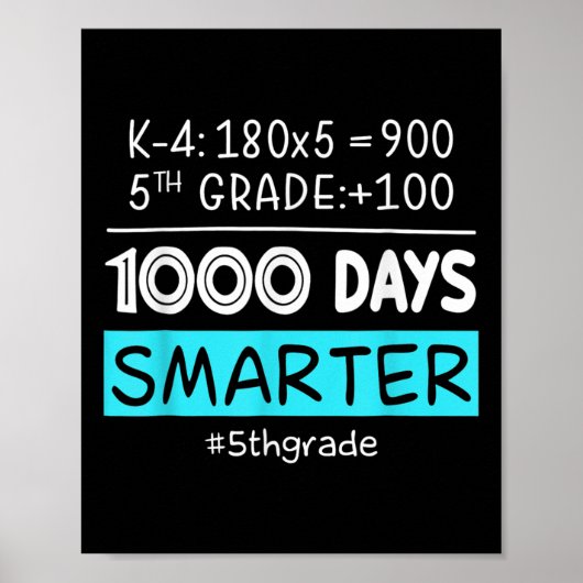 Poster Enseignant de 5e année 1000 Jours Plus intelligent (Devant)