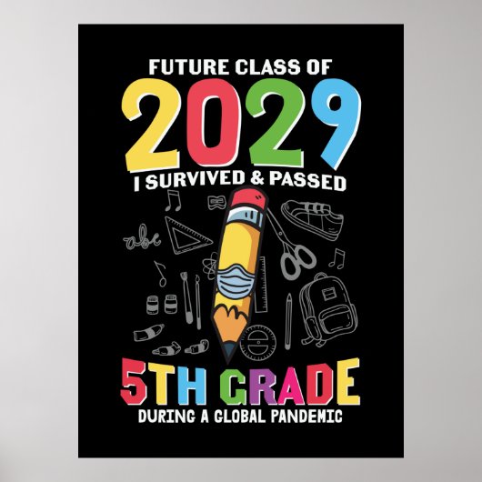 Poster Enseignant de 5e année 5e année pendant une année (Devant)