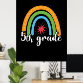 Poster Enseignant de 5e année Rainbow Star de 5e année (Bureau à domicile)