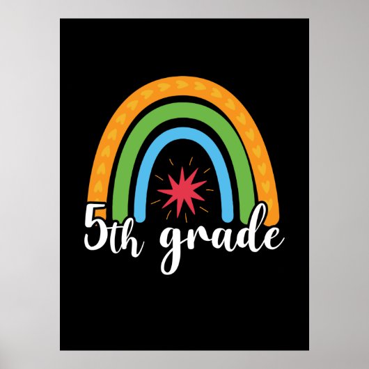 Poster Enseignant de 5e année Rainbow Star de 5e année (Devant)