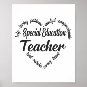 Poster Enseignant de l'éducation spéciale Coeur Mot Cloud
