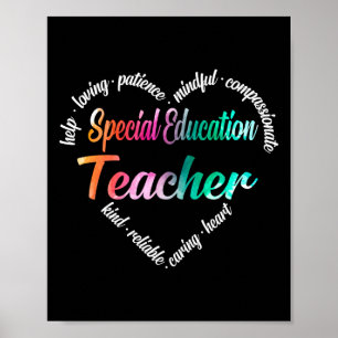 Poster Enseignant de l'éducation spéciale Coeur Mot Cloud