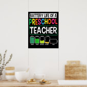 Poster Enseignant de maternelle Vie de batterie Préscolai (Cuisine)
