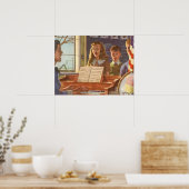 Poster Enseignant de musique vintage Enseigner aux élèves (Cuisine)