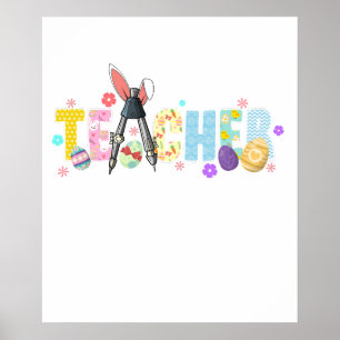 Poster enseignant de Pâques, rétro, vintage