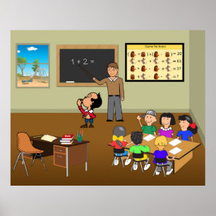 Poster Enseignant enseignant aux enfants en classe de mat