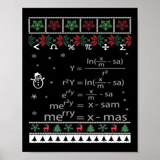 Poster Enseignant Funky Math Noël Joyeux Noël En Eq Math (Devant)