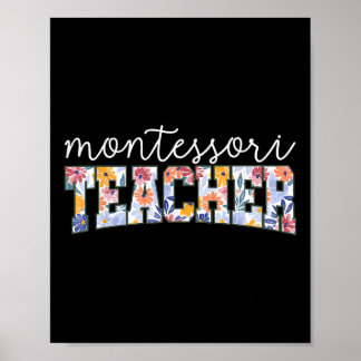 Poster Enseignant instructeur éducateur Montessori floral