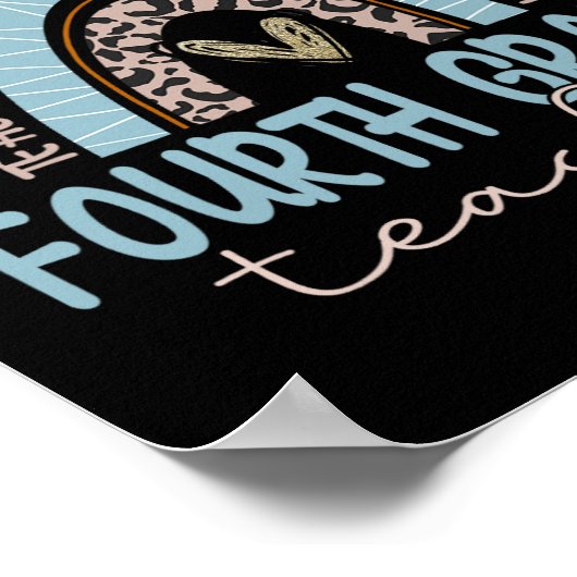 Poster Enseignant Leopard Boho Rainbow Retour À L'École (Coin)