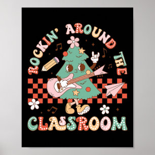 Poster Enseignant Noël Rockin' Autour Du Clroom Noël 2
