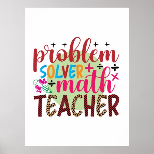 Poster Enseignant Problème d'art Solveur Math Enseignant (Devant)