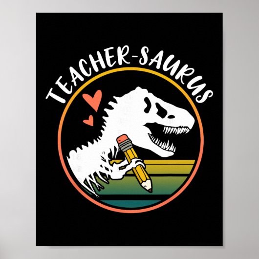 Poster Enseignant-saurus Drôle Dinosaure Enseignant Desig (Devant)