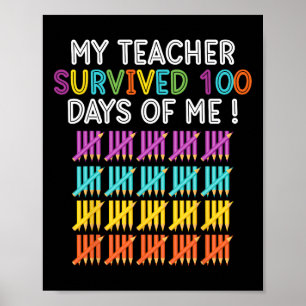 Poster Enseignant Survécu 100 Jours De Moi Enseignant Fun