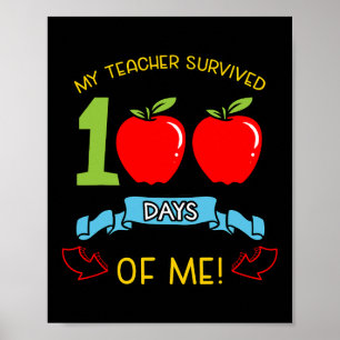 Poster Enseignant Survécu 100 Jours De Moi Jardin D'Enfan