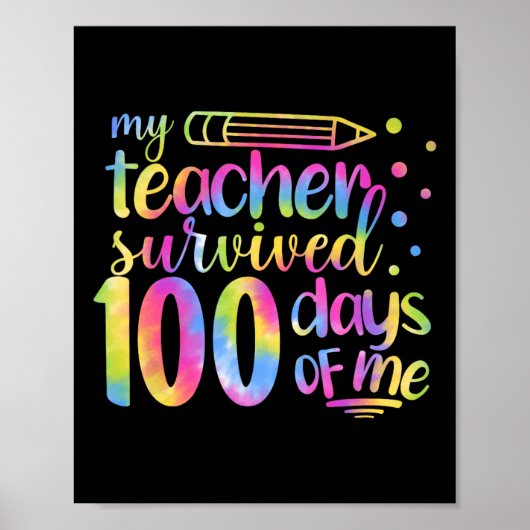 Poster Enseignant Survived 100 Jours de moi 100e jour éco (Devant)