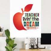 Poster Enseignant Vivant Le Rêve (Bureau à domicile)
