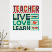 Poster Enseignant Vivre Amour Apprendre (Cuisine)