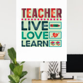 Poster Enseignant Vivre Amour Apprendre (Bureau à domicile)