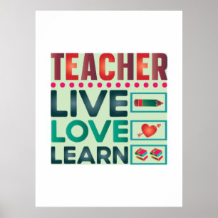 Poster Enseignant Vivre Amour Apprendre