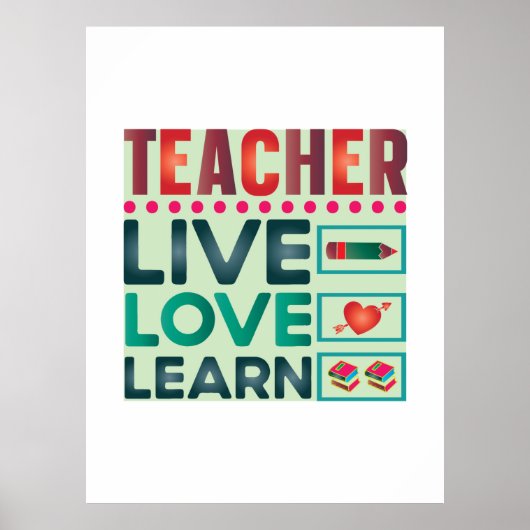 Poster Enseignant Vivre Amour Apprendre (Devant)