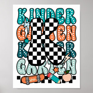 Poster Enseignante de maternelle K à carreaux Retour à l'