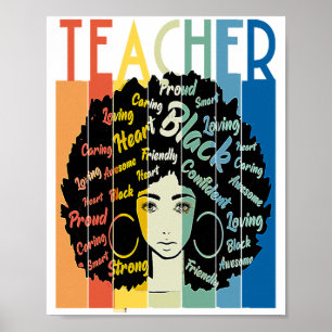 Poster Enseignante femme noire Afro Rétro Cool Histoire d