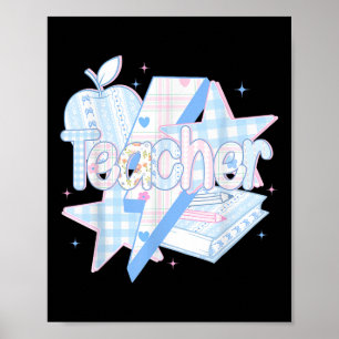 Poster Enseignante Préparée Fleurie Coquette, Enseigner A