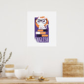 Poster ENSEIGNANTS ANGLAIS Cadeau - Cute Kawaii Chat Purp (Cuisine)