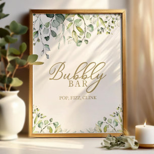 Poster Enseigne à bulles de bar à eaucolor de verdure Pop