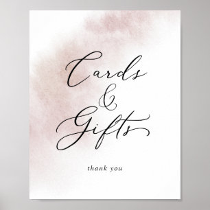 Poster Enseigne à l'aquarelle rose Carte et Cadeaux