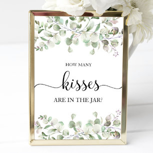 Poster Enseigne aquarelle de verdure Combien de baisers