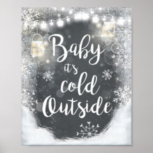Poster Enseigne Bébé Il Fait Froid Dehors Décor d'Hiver R