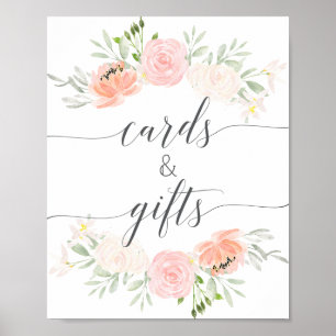 Poster Enseigne Cadeaux et Cartes Rose Pâle