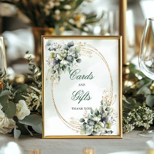 Poster Enseigne Cartes Et Cadeaux Aquarelle Vert Doré