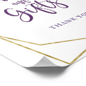 Poster Enseigne Cartes Et Cadeaux Fleuris Or Violet (Coin)