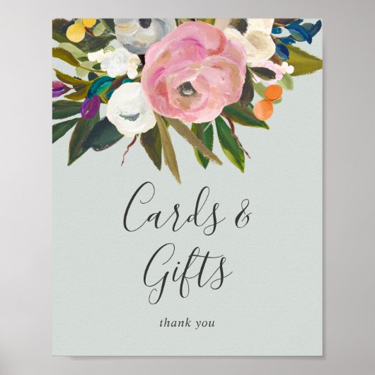 Poster Enseigne Cartes et Cadeaux Fleuris Peints (Devant)