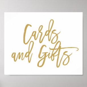 Poster Enseigne chic en lettres dorées pour cartes et cad