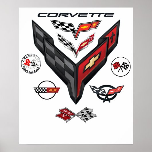 POSTER ENSEIGNE CORVETTE 8 GÉNÉRATIONS (Devant)