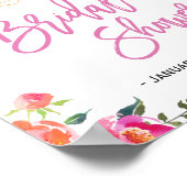 Poster Enseigne de Baby Shower | Fleurs aquarelles modern (Coin)