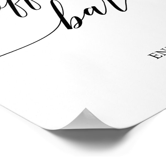 Poster Enseigne de bar à café en calligraphie noire éléga (Coin)