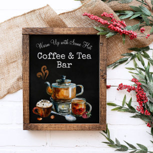 Poster Enseigne de bar à café et thé chaud