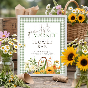 Poster Enseigne de bar à fleurs Gingham Market pour Baby 