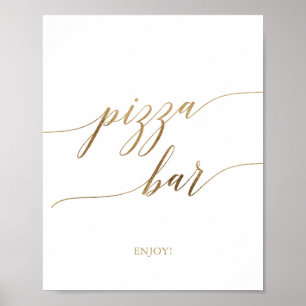 Poster Enseigne de bar à pizza élégante en calligraphie d