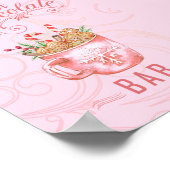 Poster Enseigne de bar de chocolat chaud de Noël rose (Coin)