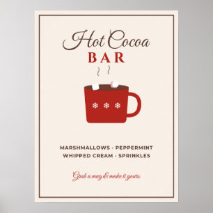 Poster Enseigne de Bar de Chocolat Chaud Fête de Noël Cho