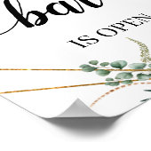 Poster Enseigne de bar de mariage calligraphiée à la verd (Coin)
