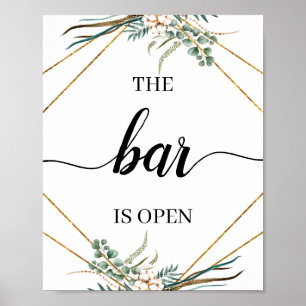 Poster Enseigne de bar de mariage calligraphiée à la verd