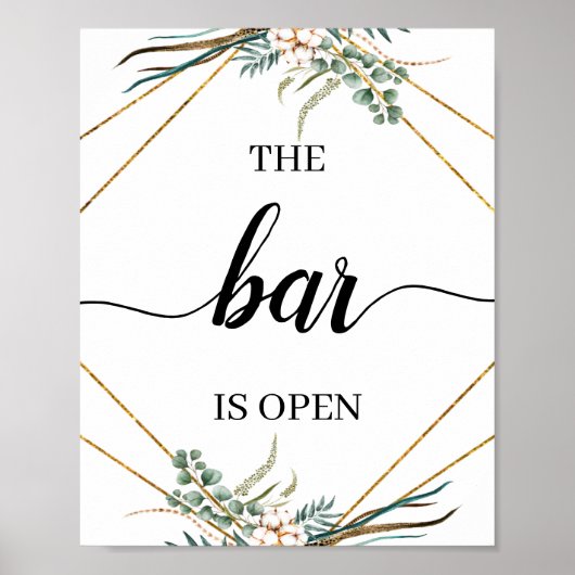 Poster Enseigne de bar de mariage calligraphiée à la verd (Devant)